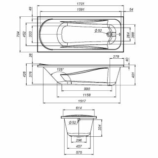 Каркас AM.PM Sense W76A-170-070W-R