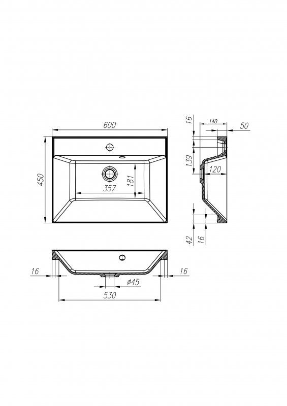 Раковина мебельная BelBagno BB600/450-LV-MR-AST 60 см