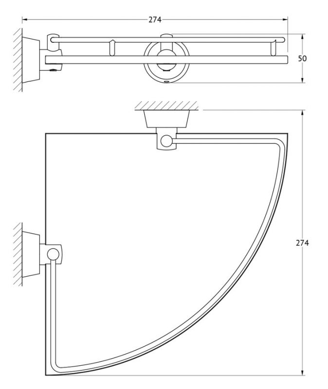 Полка угловая с держателями 28 cm FBS Universal VIZ 012