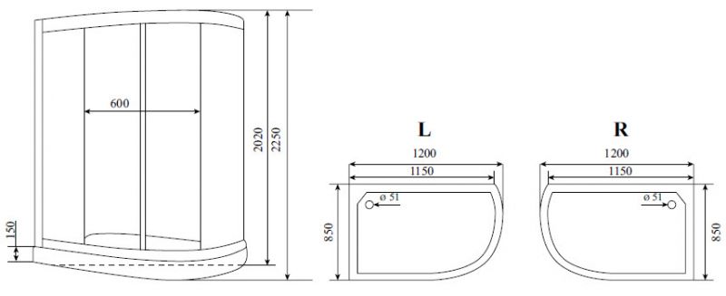 Душевая кабина Timo-S Standart 120 T-6602 Silver L 85x120 фото 2