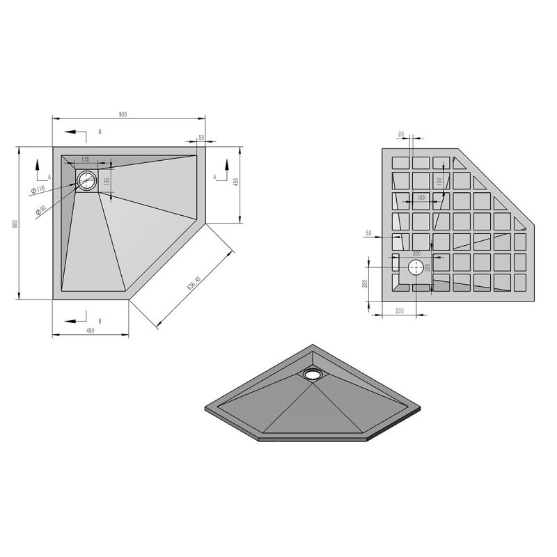 Поддон для душа из искусственного камня Vincea VST-4SP9090W,90х90 см., белый матовый