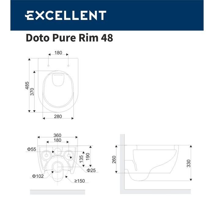 Унитаз подвесной Excellent Doto Pure Rim 48 CEEX.1404.485.WH