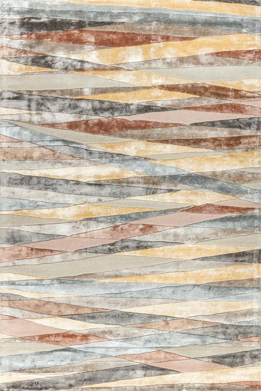 Индийский ковер из шерсти и арт-шёлка Carpet «RIVIERA» STRIPES-ROSE-MULTI 165 x 235 см