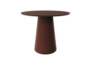 Стол Ellipsefurniture обеденный Lagom D 100 см (орех / кирпичный, кожа) TB011412402