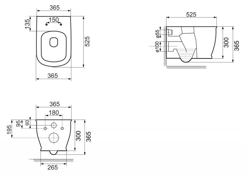 Чаша унитаза подвесного, безободкового BelBagno BB10150CH