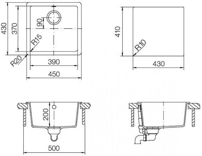 Мойка Schock Quadro N-100 S 700509 оникс