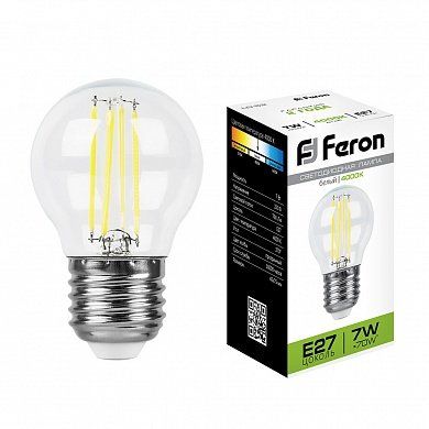 Лампа светодиодная Feron 7W 230V E27 4000K, LB-52 25877