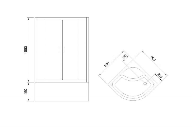 Душевой угол Royal Bath  BK RB90BK-T прозрачное