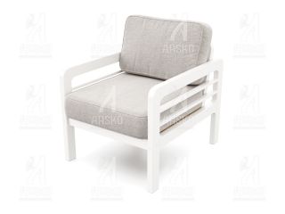 Кресло Бергер белая эмаль рогожка серая BD-2283419