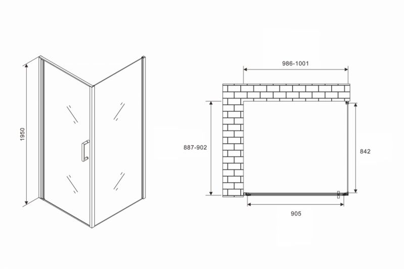 Душевой уголок ABBER Sonnenstrand AG04100B-S90B 100х90, профиль черный, стекло прозрачное фото 4