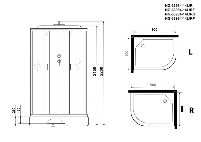 Душевая кабина Niagara Classic NG-33984-14LF 90х80