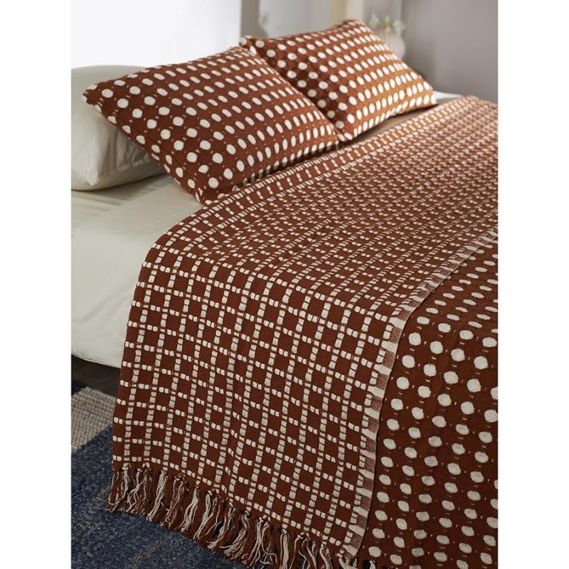 Покрывало из хлопка polka dots карамельного цвета из коллекции essential, 180х250 см Tkano BD-3042966