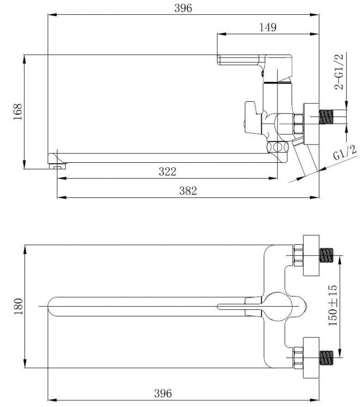 Смеситель для ванной VODA Column CLM31 фото 2