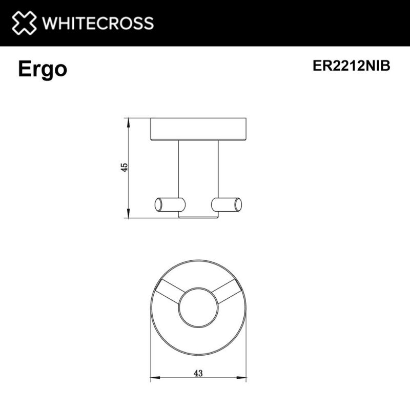 Крючок двойной WHITECROSS Ergo ER2212NIB, брашированный никель