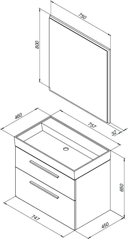 Мебель для ванной Aquanet Nova 00243251