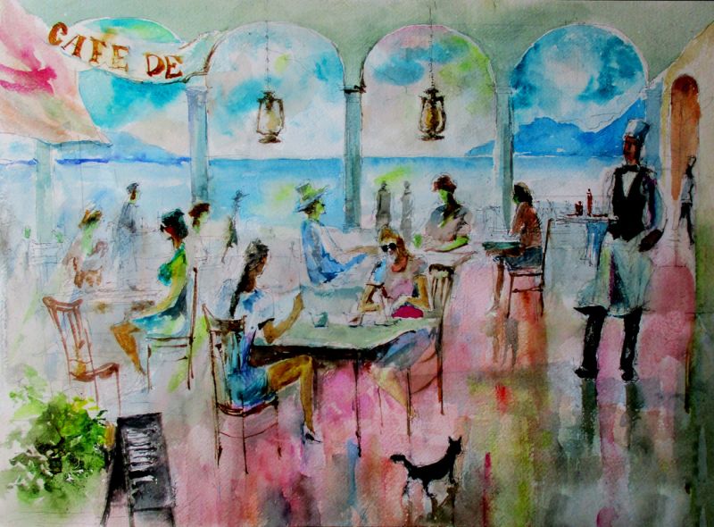 Картина "В приморском кафе" Питаев Валерий