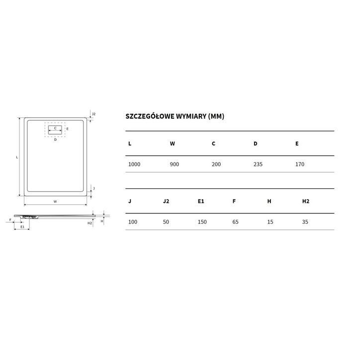 Душевой поддон Excellent Lavano BREX.1103.100.090.WHN 90x100 см