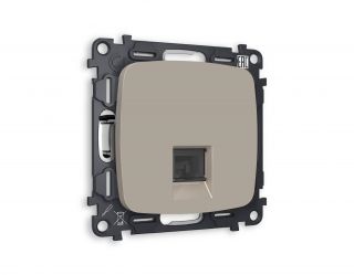 Комплект механизма телефонной розетки Ambrella Volt OMEGA Серо-бежевый матовый RJ-11(4P4C) с шторкой (OP3720, VM190) MO372030