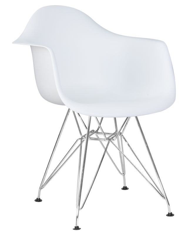 Стул Dobrin 620BPP-LMZL DAW CHROME, цвет сиденья белый, цвет основания хромированная сталь