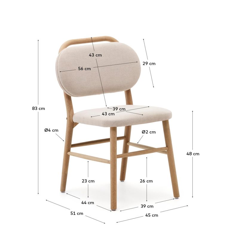 Стул La Forma (ex Julia Grup) Helda BD-2859711 из бежевой синели и массива дуба фото 9
