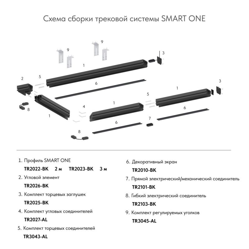 Декоративная вставка для трека Denkirs SMART ONE TR2028-BK, 3 метра, черная