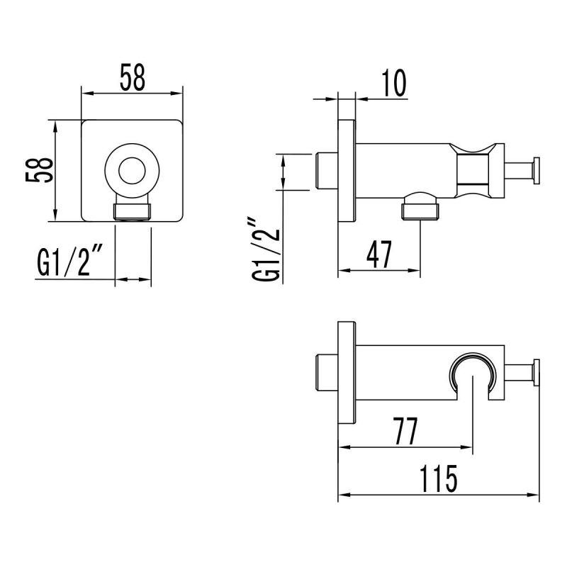 Подключение  для душевого шланга Lemark LM3785GM с креплением для лейки, графит