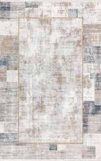 Турецкий ковер из эвкалиптового шёлка и акрила Carpet «ASPENDOS» M426A-CRE-DGRY 240 x 340 см