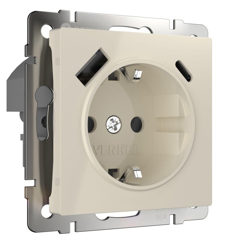 Розетка с быстрой зарядкой USB Type A+С слоновая кость Werkel W1171703 фото 1