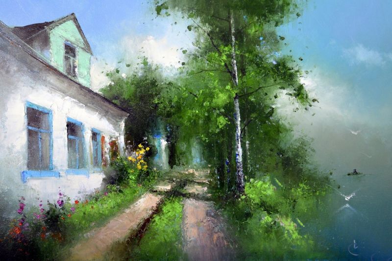 Картина "Дом у озера" Медведев Игорь