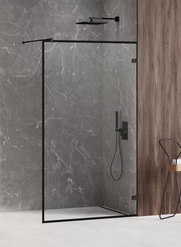 Душевая перегородка New Trendy AVEXA BLACK 120 EXK-2053, профиль черный матовый, стекло прозрачное фото 2