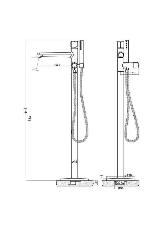 Напольный смеситель BelBagno UNO UNO-FMT-ORO