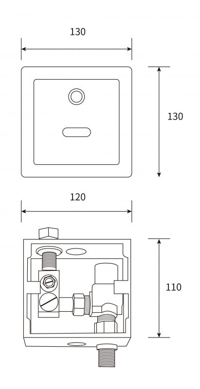 Механизм смыва для писсуара BeWash Photocell BWAM0UR302, нержавеющая сталь