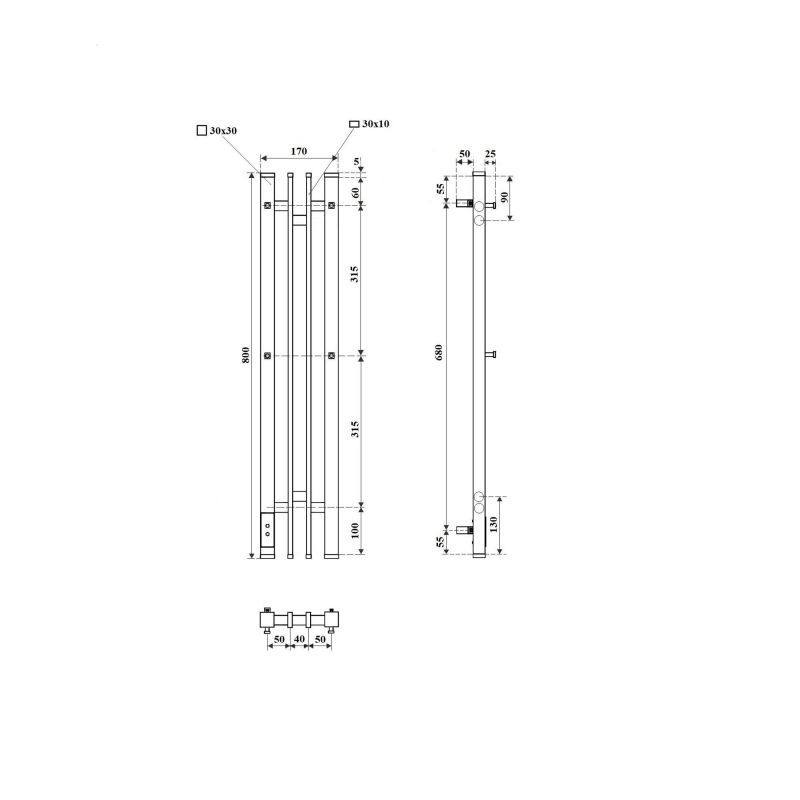 Полотенцесушитель электрический Point Фрея PN20728GB, 14x80 см, графит блеск