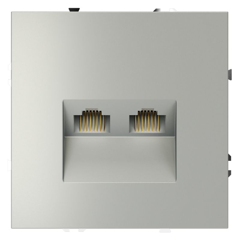 Розетка компьютерная встраиваемая VOLTUM S70 двойная RJ45+RJ45 кат.6, (сталь) VLS060205 фото 1