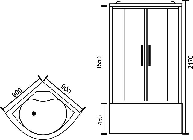 Душевая кабина Royal Bath RB90BK1-T-CH 90x90