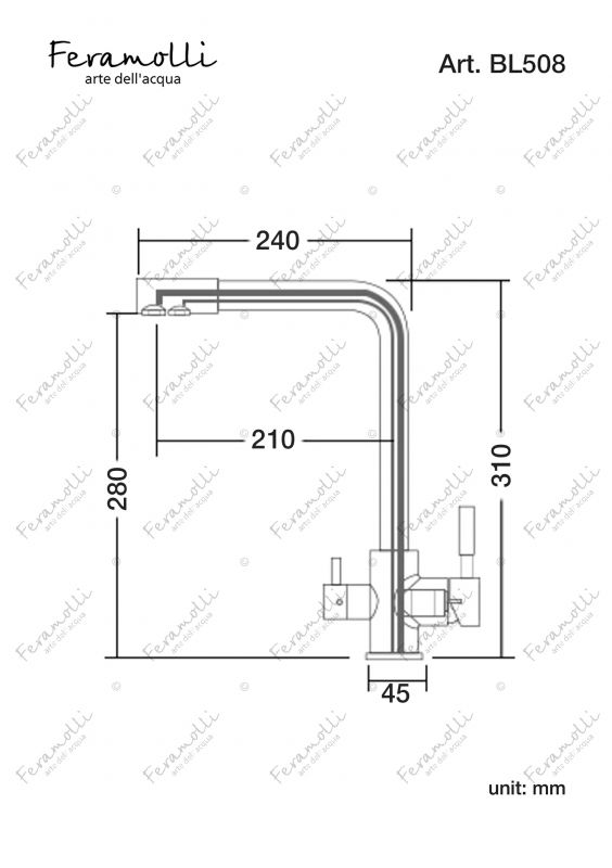 Смеситель для кухни под фильтр Feramolli Ele BL508, черный