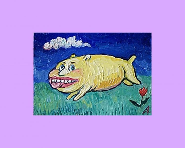 Картина "Бегущее жёлтое животное" Ягужинская Анна