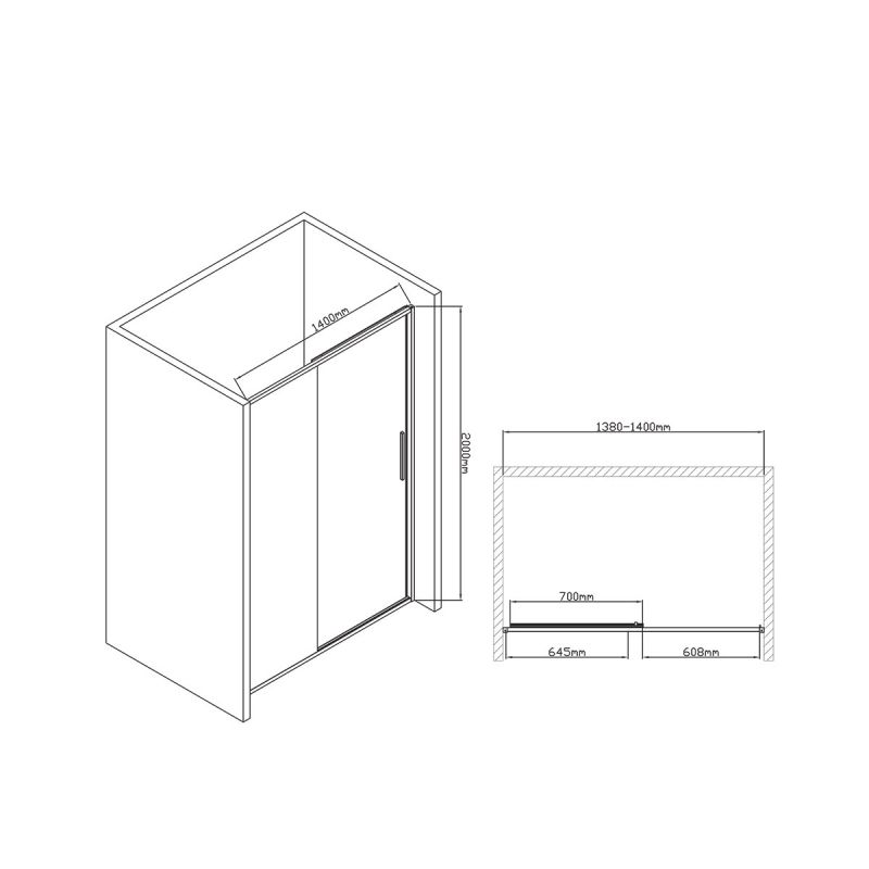 Душевая дверь Vincea Slim-U VDS-2SU140CL 140 см, профиль хром, стекло прозрачное фото 2