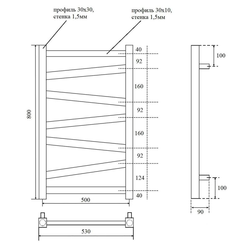 Полотенцесушитель электрический Point Феникс PN15158E 87x53 хром