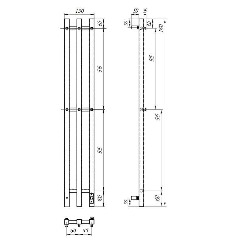 Полотенцесушитель электрический Point Гермес PN13822B 119x15 черный фото 2