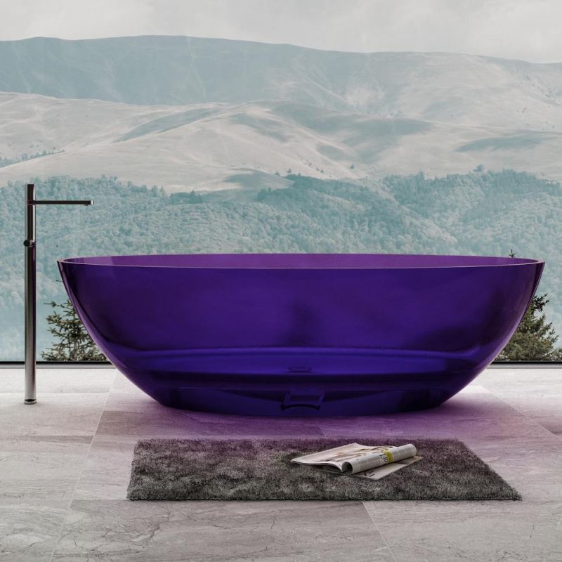Прозрачная ванна Abber Kristall AT9702Amethyst 180х85 см, фиолетовая фото 2