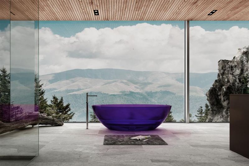 Прозрачная ванна Abber Kristall AT9702Amethyst 180х85 см, фиолетовая фото 3