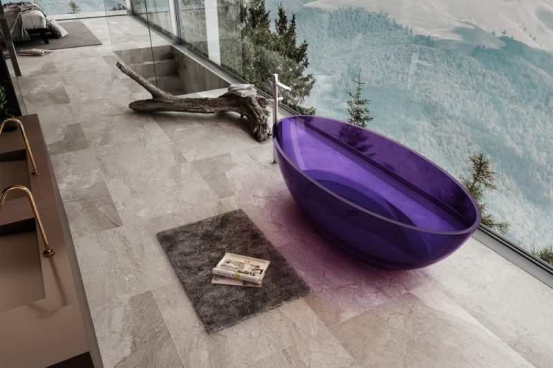 Прозрачная ванна Abber Kristall AT9702Amethyst 180х85 см, фиолетовая фото 4