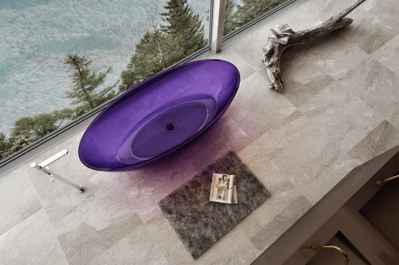 Прозрачная ванна Abber Kristall AT9702Amethyst 180х85 см, фиолетовая фото 5