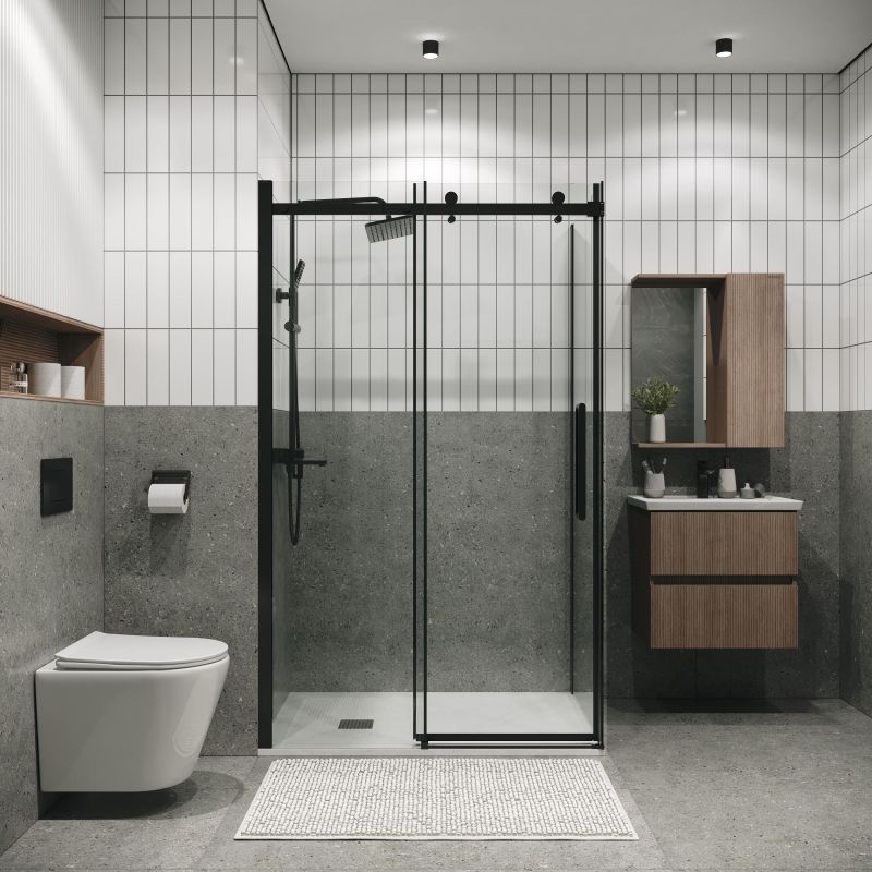 Душевой уголок Grossman Classic 120.K33.04.1480.21.00, 140х80 см, профиль черный матовый, стекло прозрачное фото 4