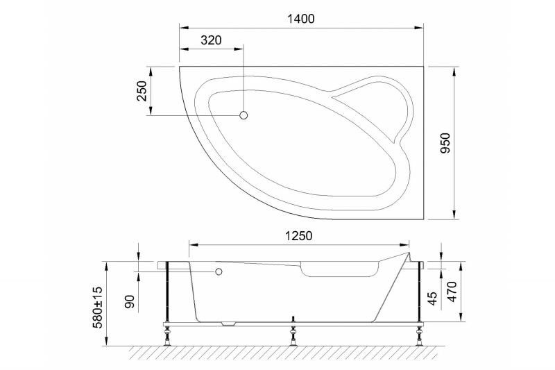 Акриловая ванна Royal Bath Alpine Standart RB819103ST-R 140x95