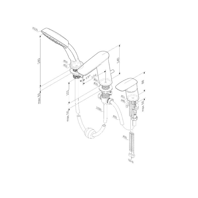 Смеситель для ванны с душем AM.PM Inspire V2.0 F50A01300