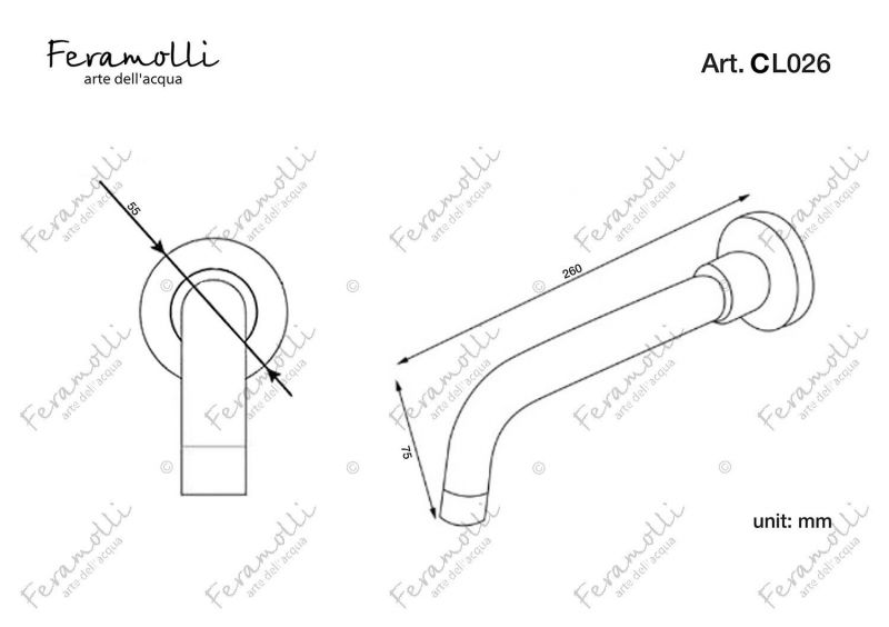 Настенный поворотный излив Feramolli Ele CL026, хром