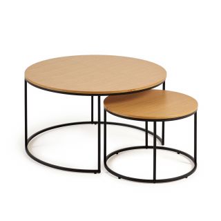 Набор из 2 столиков из дубового шпона и черного металла Yoana  La Forma (ex Julia Grup) BD-2608460