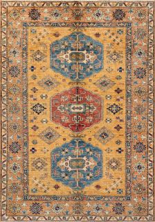 Пакистанский ковер из шерсти Carpet «KAZAK ROYAL» 226916-GLD-GLD 150 x 207 см